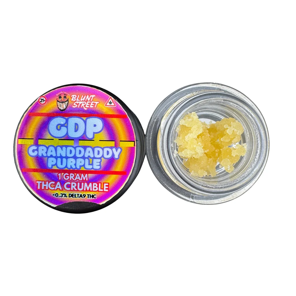 Crumble, Granddaddy Purple 97% THCA Sugar Crumble – Relax in Royal Style – 10g